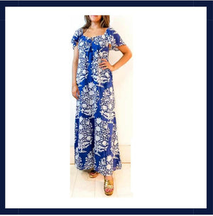 La Plage Aloha Maxi Dress, Floral Blue - Abigail Fox Designs