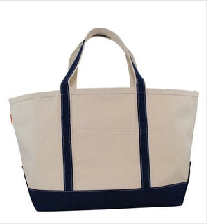 Large Canvas Boat Tote- Old Greenwich or Riverside - Abigail Fox Designs