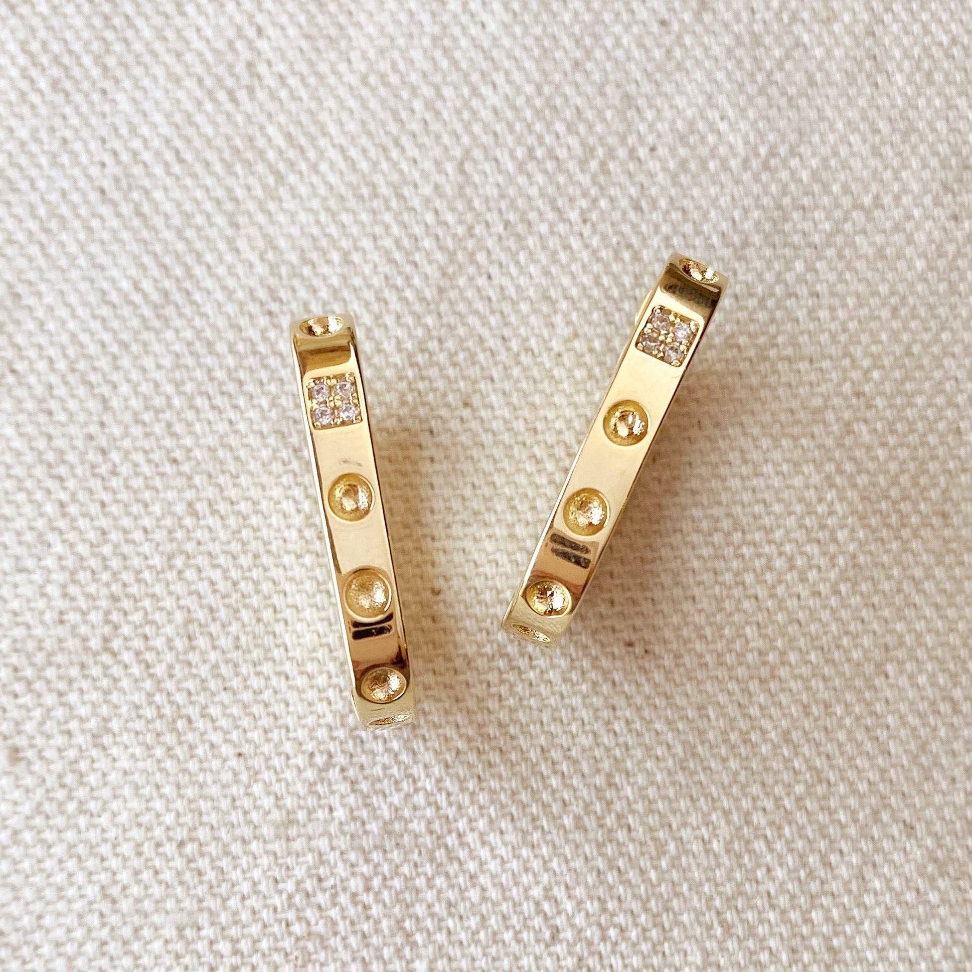 Large Rectangular CZ Hoop Earrings, 18k Gold Filled, Abigail Fox - Abigail Fox Designs