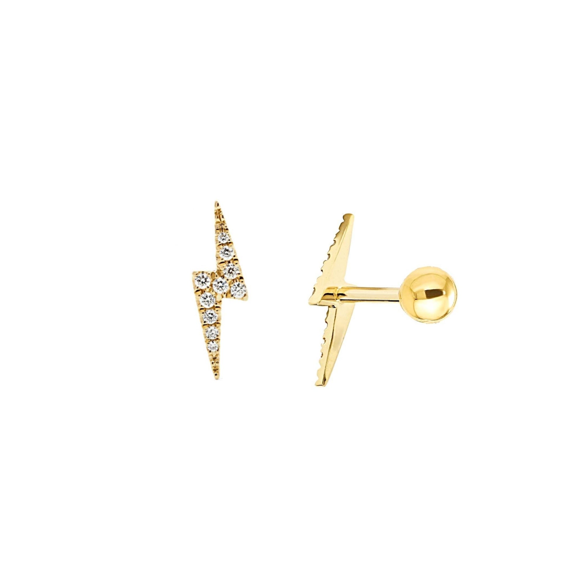 Lighting Bolt Screw Flat Back Earrings, 18K Gold & Sterling Silver, Abigail Fox - Abigail Fox Designs