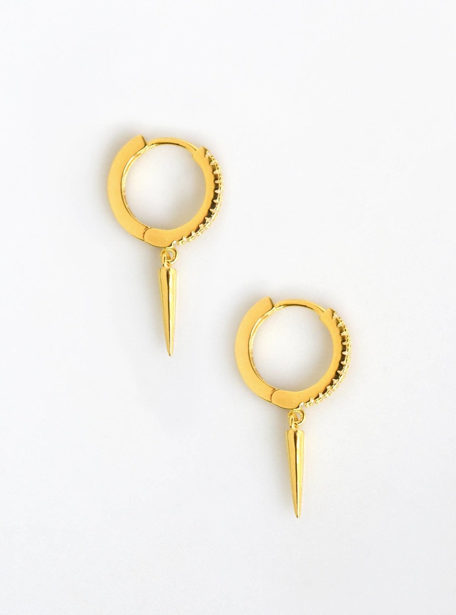 Long Spike Hoop Earring, 925 Sterling Gold Vermiel Abigail Fox - Abigail Fox Designs
