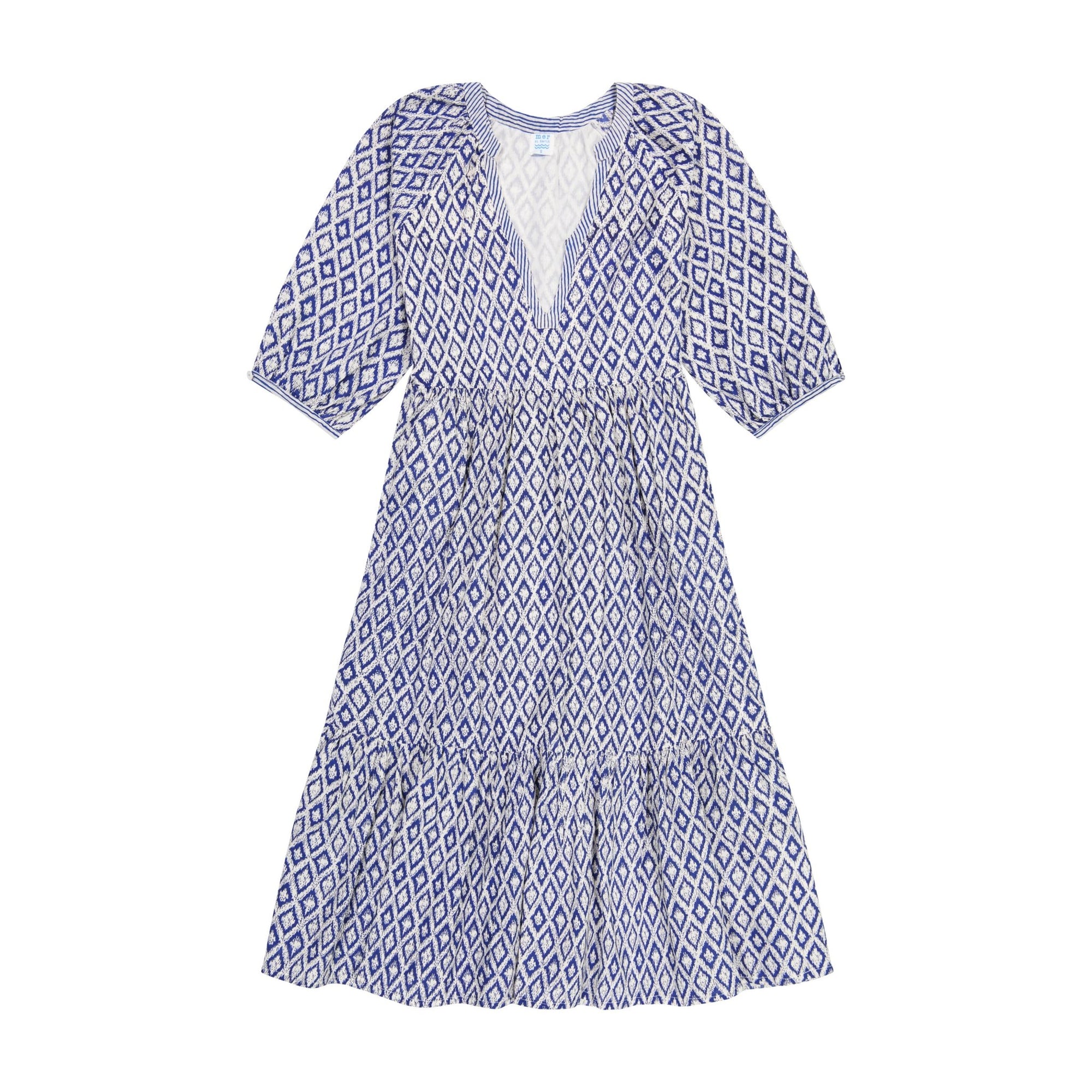 Martine women's dress navy ikat