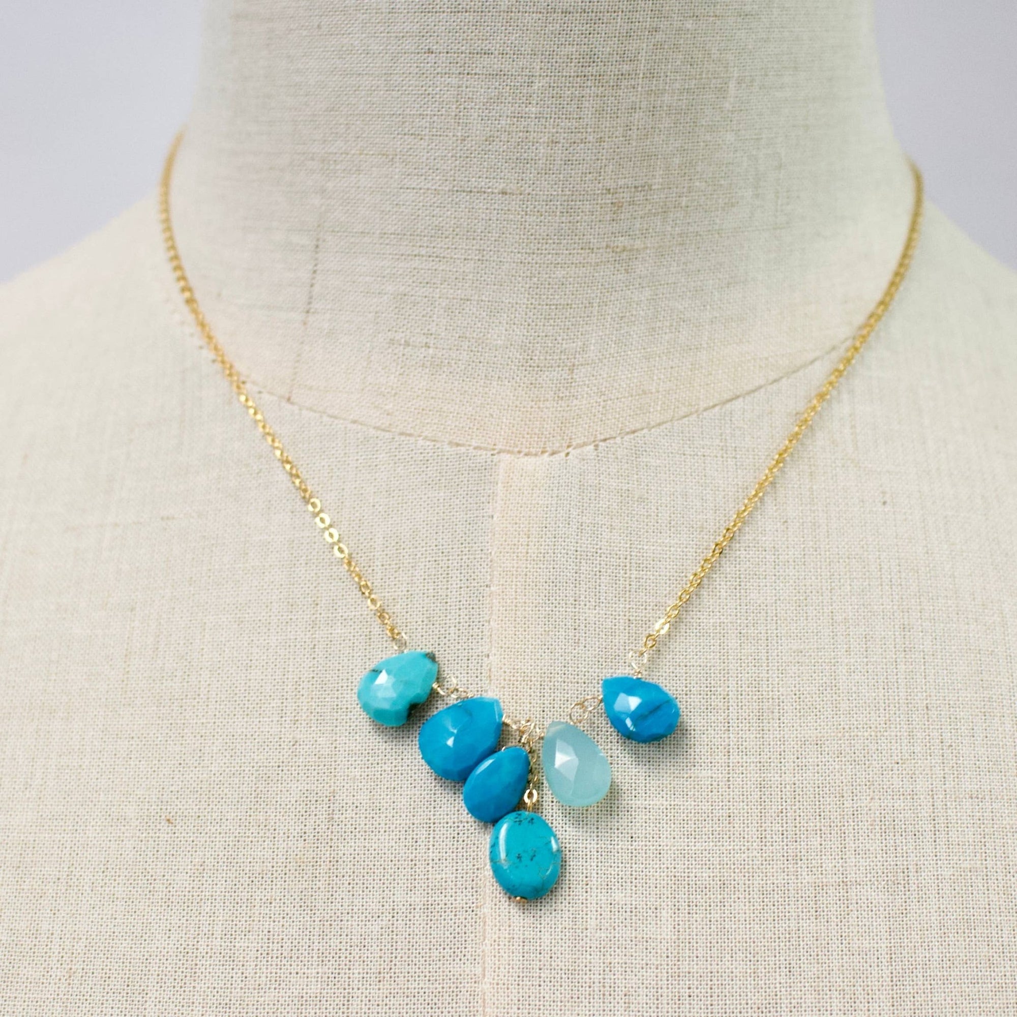 Mini Turquoise Cluster Necklace - Abigail Fox Designs