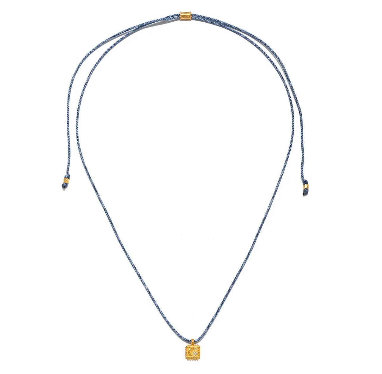 Moon and Stars White Topaz Stones on Adjustable 28" Cord Charm necklace