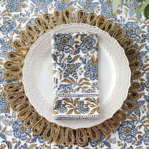 Napkin Cordoba Caramel Indigo, Set of 4 - Abigail Fox Designs