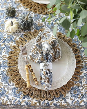 Napkin Cordoba Caramel Indigo, Set of 4 - Abigail Fox Designs