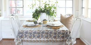 Napkin Cordoba Caramel Indigo, Set of 4 - Abigail Fox Designs