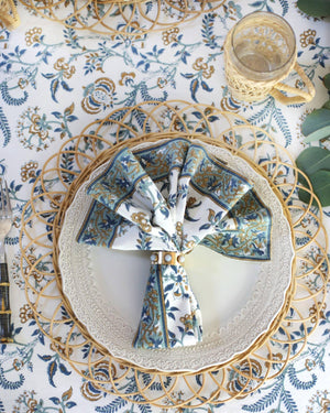 Napkin Lilibet Caramel Indigo, Set of 4 - Abigail Fox Designs