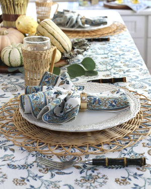 Napkin Lilibet Caramel Indigo, Set of 4 - Abigail Fox Designs