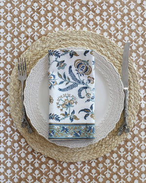 Napkin Lilibet Caramel Indigo, Set of 4 - Abigail Fox Designs