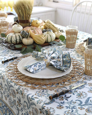 Napkin Lilibet Caramel Indigo, Set of 4 - Abigail Fox Designs
