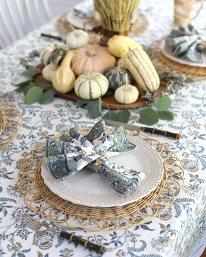 Napkin Lilibet Caramel Indigo, Set of 4 - Abigail Fox Designs