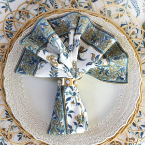 Napkin Lilibet Caramel Indigo, Set of 4 - Abigail Fox Designs