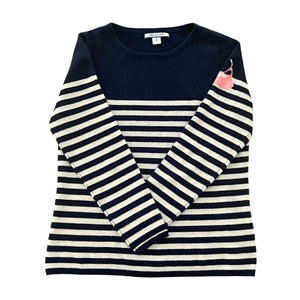 Navy and White Stripe Nantucket Island Cashmere Crewneck Sweater by Abigail Fox - Abigail Fox Designs