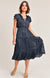 Navy Long Short Sleeve Ruffle Dress - Abigail Fox Designs