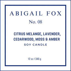 No. 08 Citrus Mélange, Lavender, Cedar Wood, Moss & Amber Soy Candle