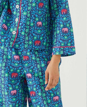 Over The Cotton Moon Pajama Set - Elephant Garden, Mer Sea Pajamas - Abigail Fox Designs