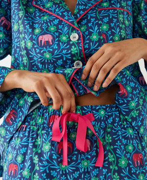 Over The Cotton Moon Pajama Set - Elephant Garden, Mer Sea Pajamas - Abigail Fox Designs