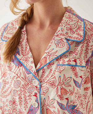 Over The Cotton Moon Pajama Set - Peacock Vines, Mer Sea Pajamas - Abigail Fox Designs