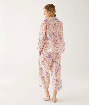 Over The Cotton Moon Pajama Set - Peacock Vines, Mer Sea Pajamas - Abigail Fox Designs