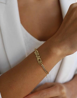 Personalized Name Bracelet: Gold / 7" Inches - Abigail Fox Designs