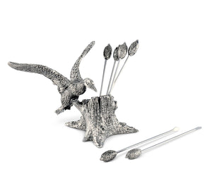 Pewter Mallard Duck Cheese Pick Set - Abigail Fox Designs