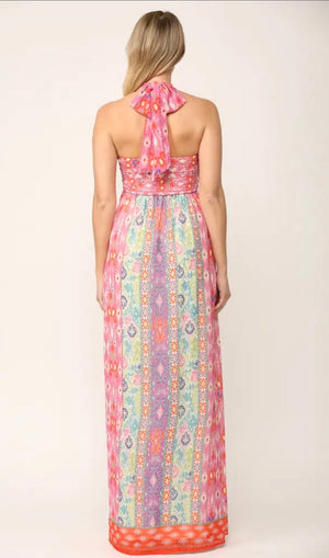 Pink & Orange Halter Top Dress - Abigail Fox Designs
