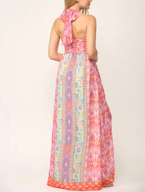 Pink & Orange Halter Top Dress - Abigail Fox Designs