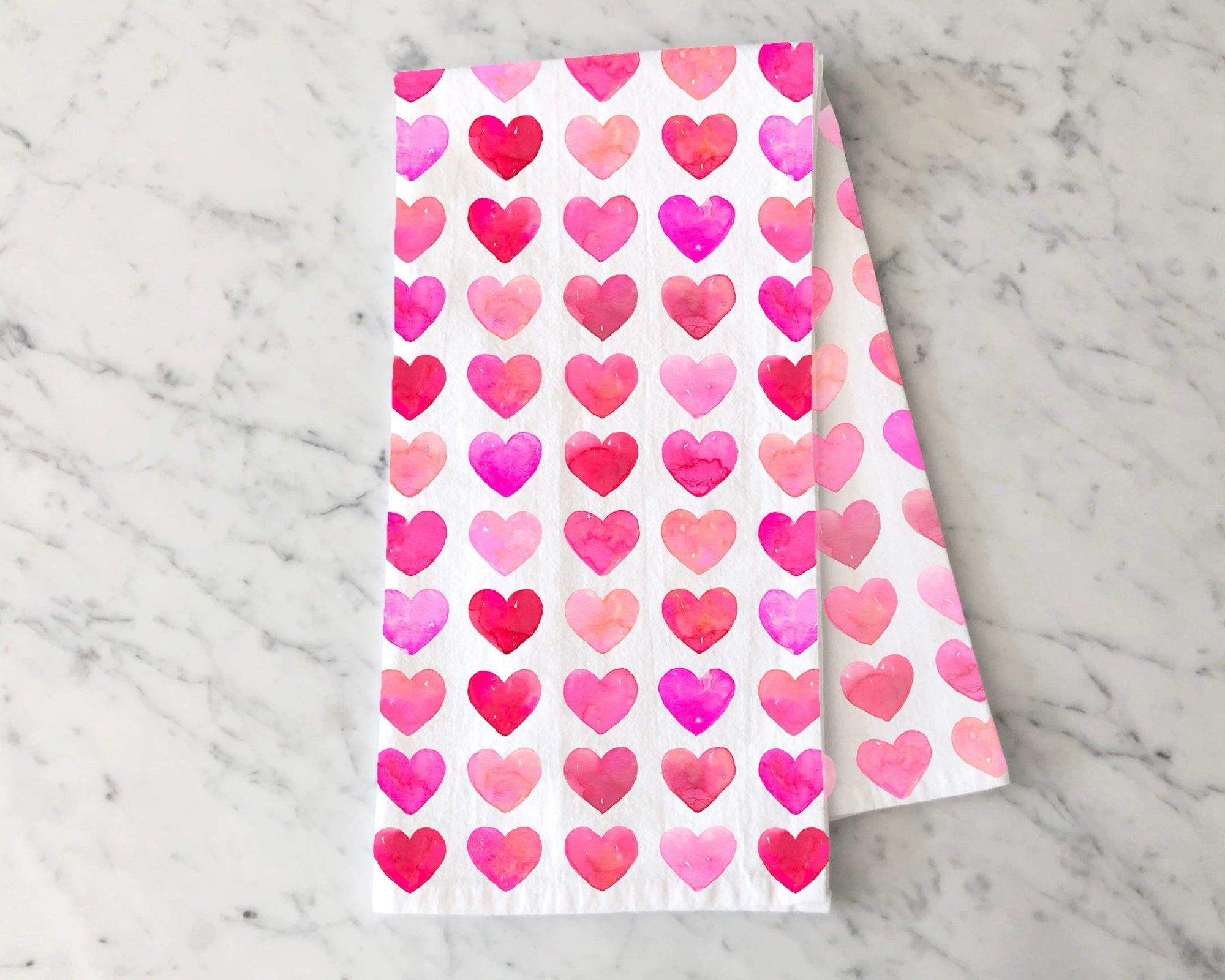 Pink & Red Hearts Kitchen Tea Towel