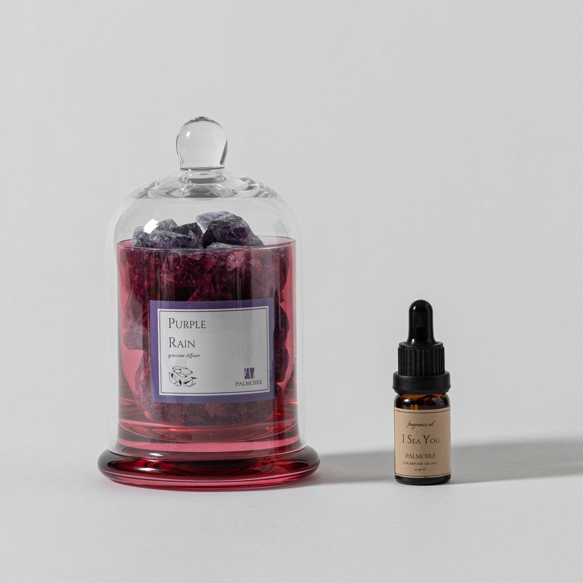 Purple Rain Gemstone Diffuser, Amethyst Stones with essential oils: lavender, jasmine, lily & musk - Abigail Fox Designs