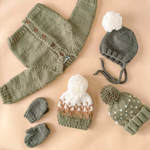 Rifle Green Bonnet, Hand Knit Kid & Baby Hat, 2-5yrs - Abigail Fox Designs