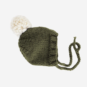 Rifle Green Bonnet, Hand Knit Kid & Baby Hat, 2-5yrs - Abigail Fox Designs