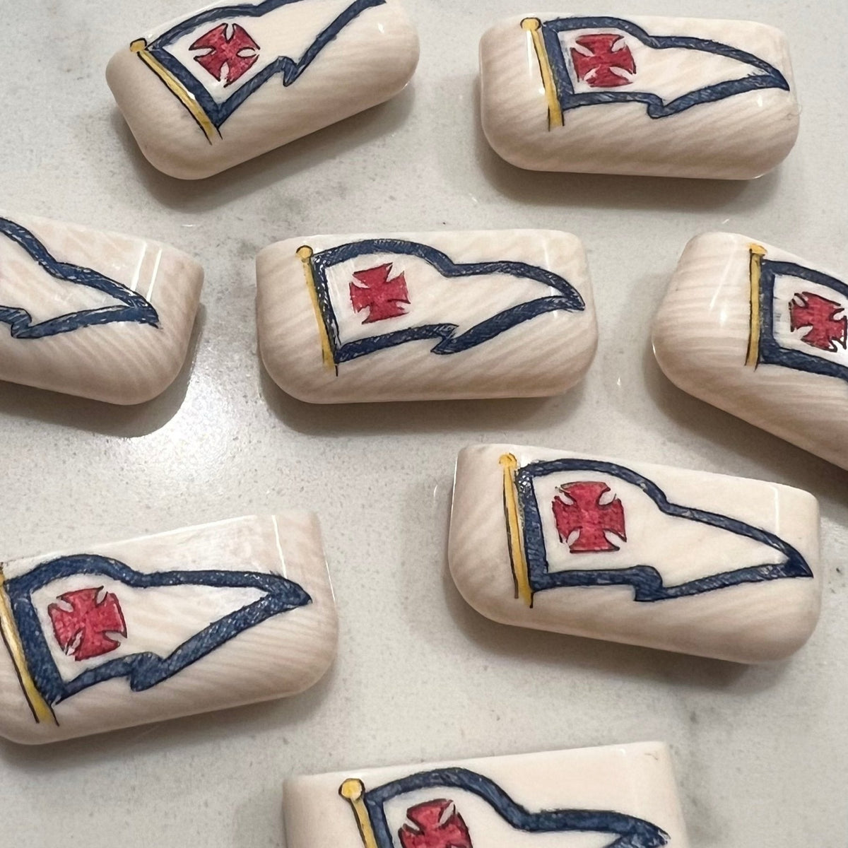 RIVERSIDE YACHT CLUB, Custom End Cap for Woven Bracelet 3/4. (SINGLE END CAP, ONE BRACELET NEEDS TWO) - Abigail Fox Designs