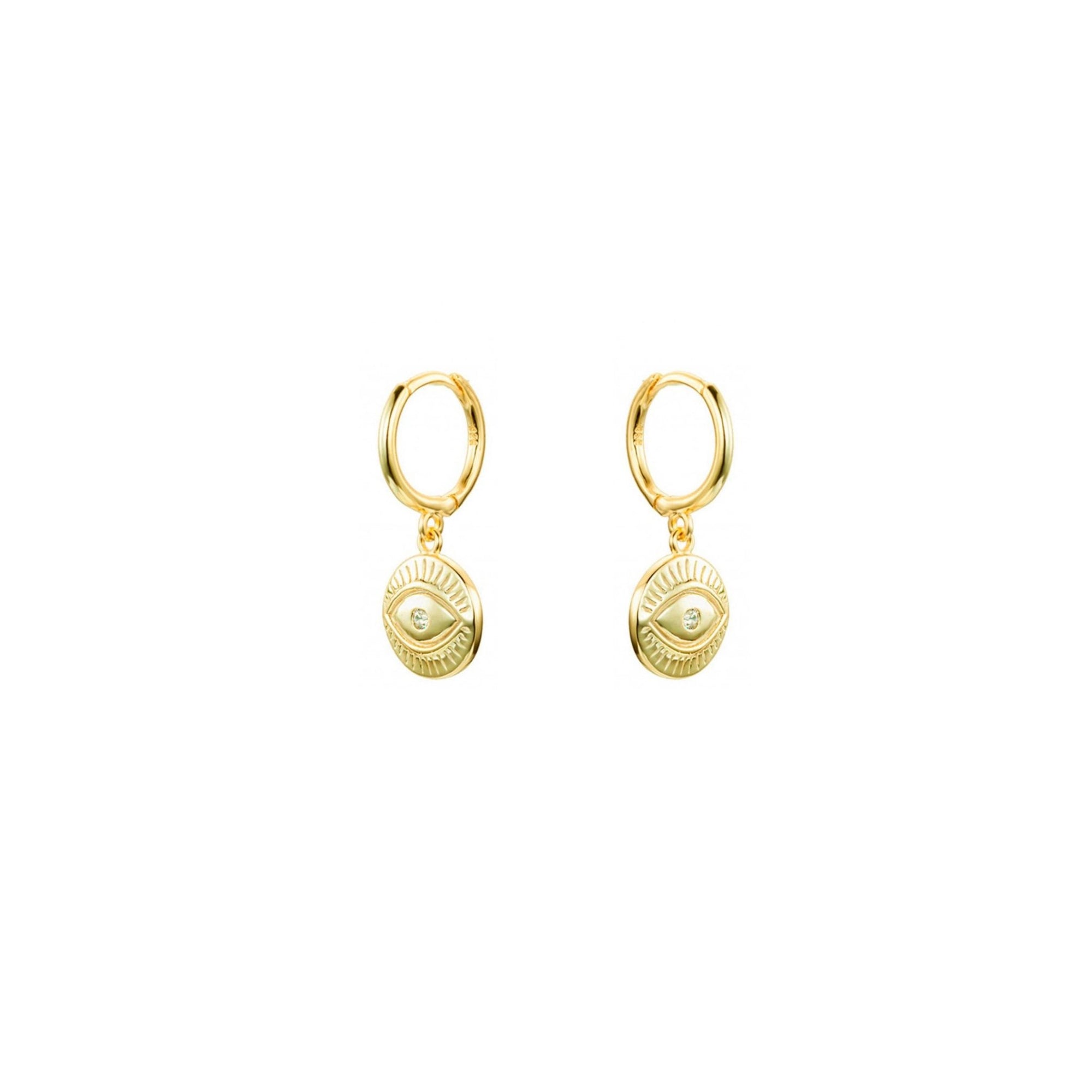 Round Evil Eye Hoop Earrings, 18K Gold & Sterling Silver, Abigail Fox