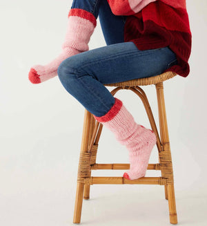 Sailor Love XO Slipper Socks - Bliss Pink / Tart Red - Abigail Fox Designs