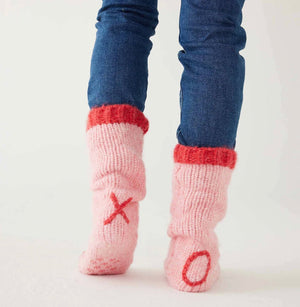 Sailor Love XO Slipper Socks - Bliss Pink / Tart Red - Abigail Fox Designs
