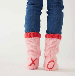 Sailor Love XO Slipper Socks - Bliss Pink / Tart Red - Abigail Fox Designs