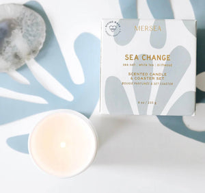 Sea Change Boxed Agate Coaster Candle by Mer Sea