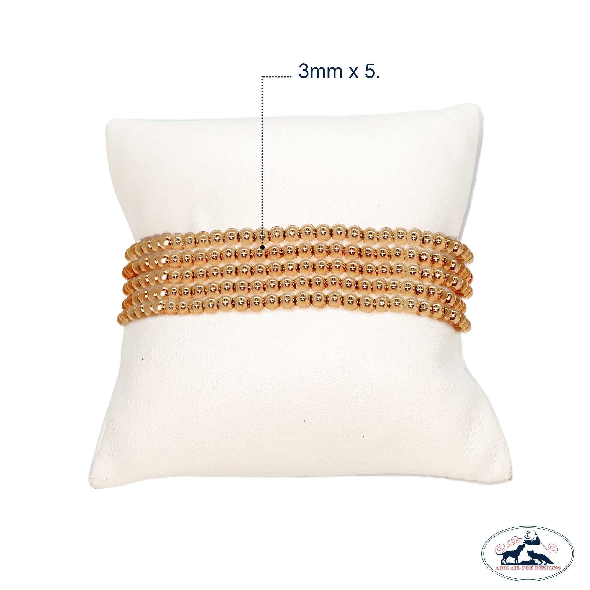 Set of Five 3mm Gold Filled Seamless Bead Bracelet