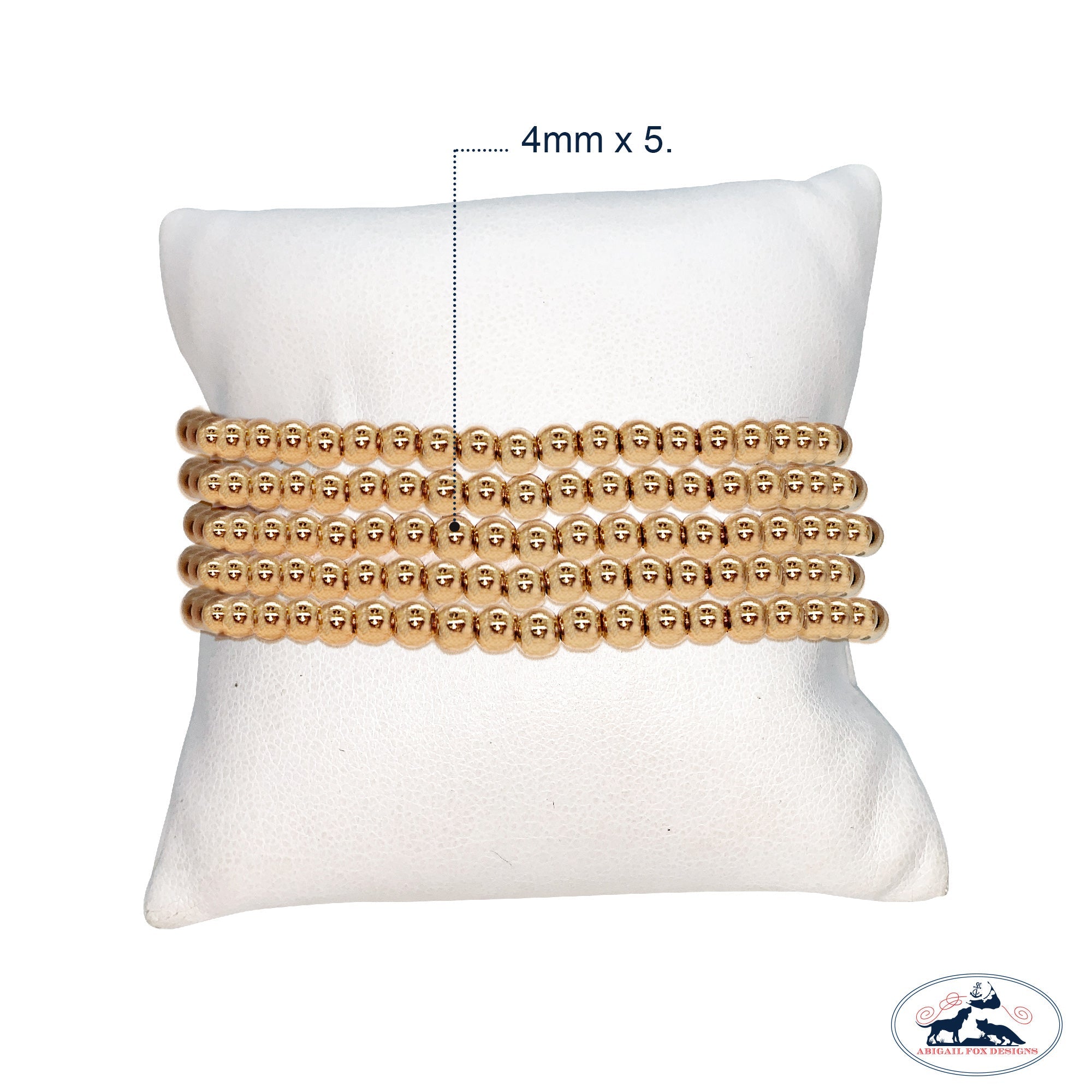 Set of Five 4mm Gold Filled Seamless Bead Bracelet