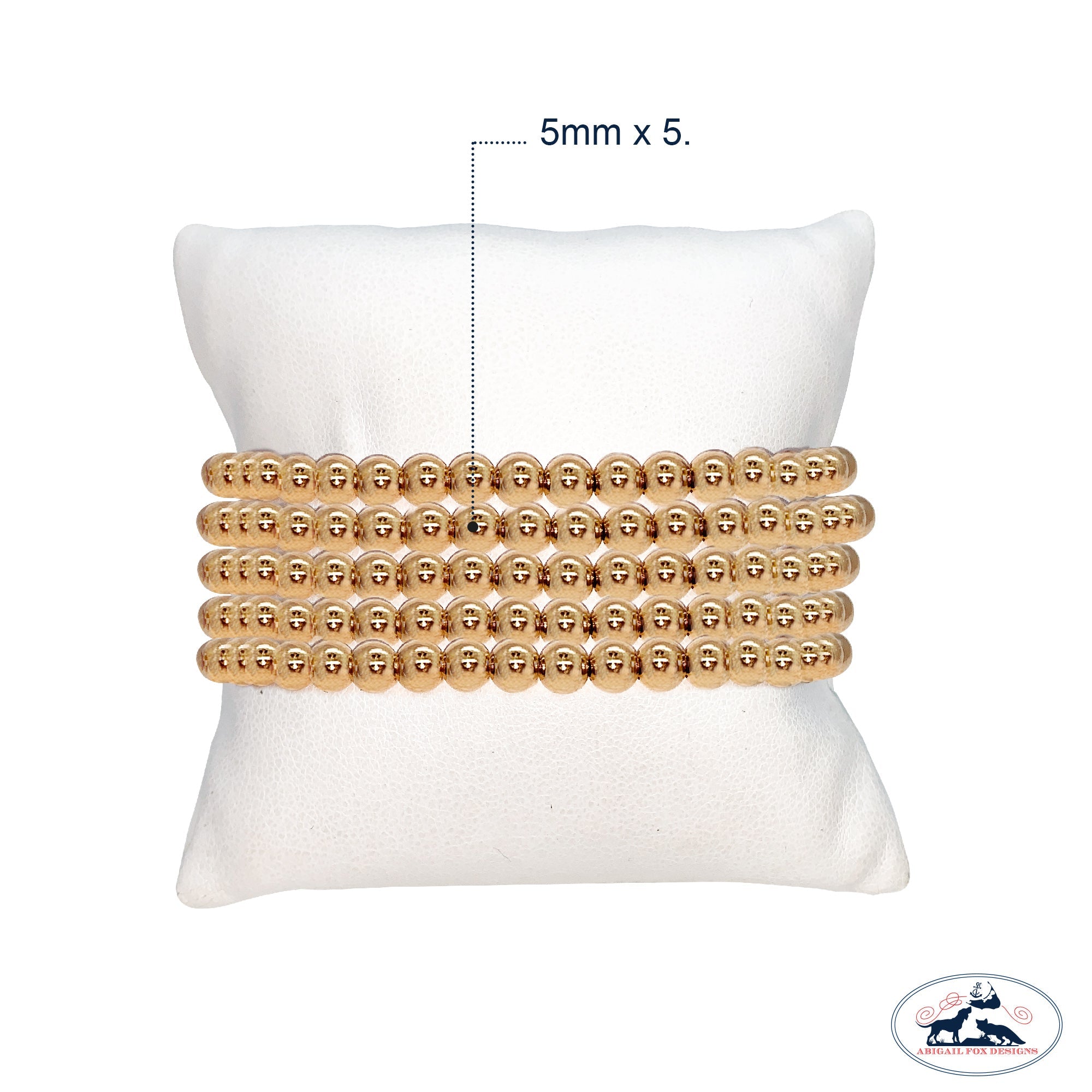 Set of Five 5mm Gold Filled Seamless Bead Bracelet