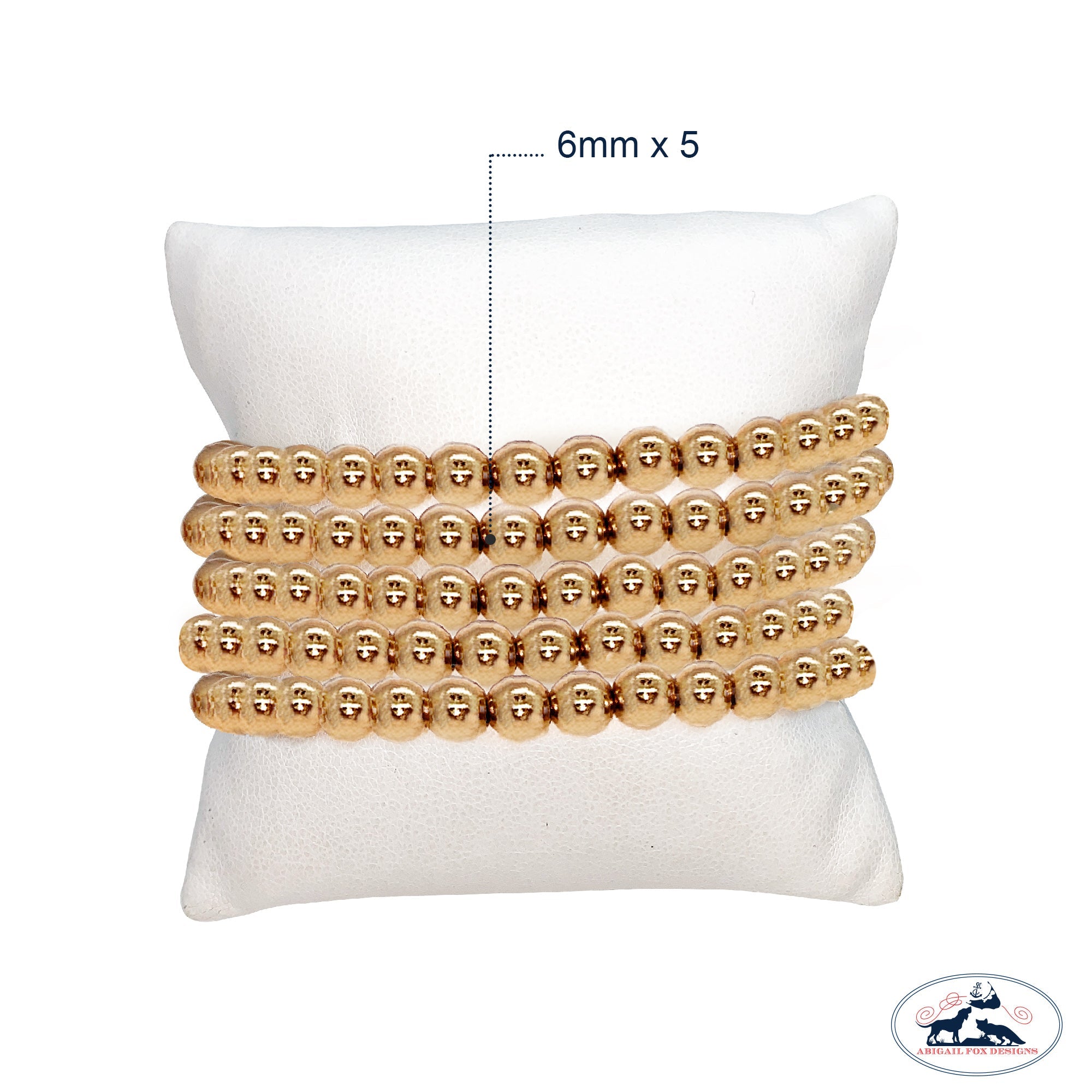 Set of Five 6mm Gold Filled Seamless Bead Bracelet