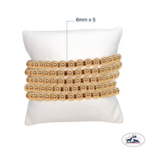 Set of Five 6mm Gold Filled Seamless Bead Bracelet