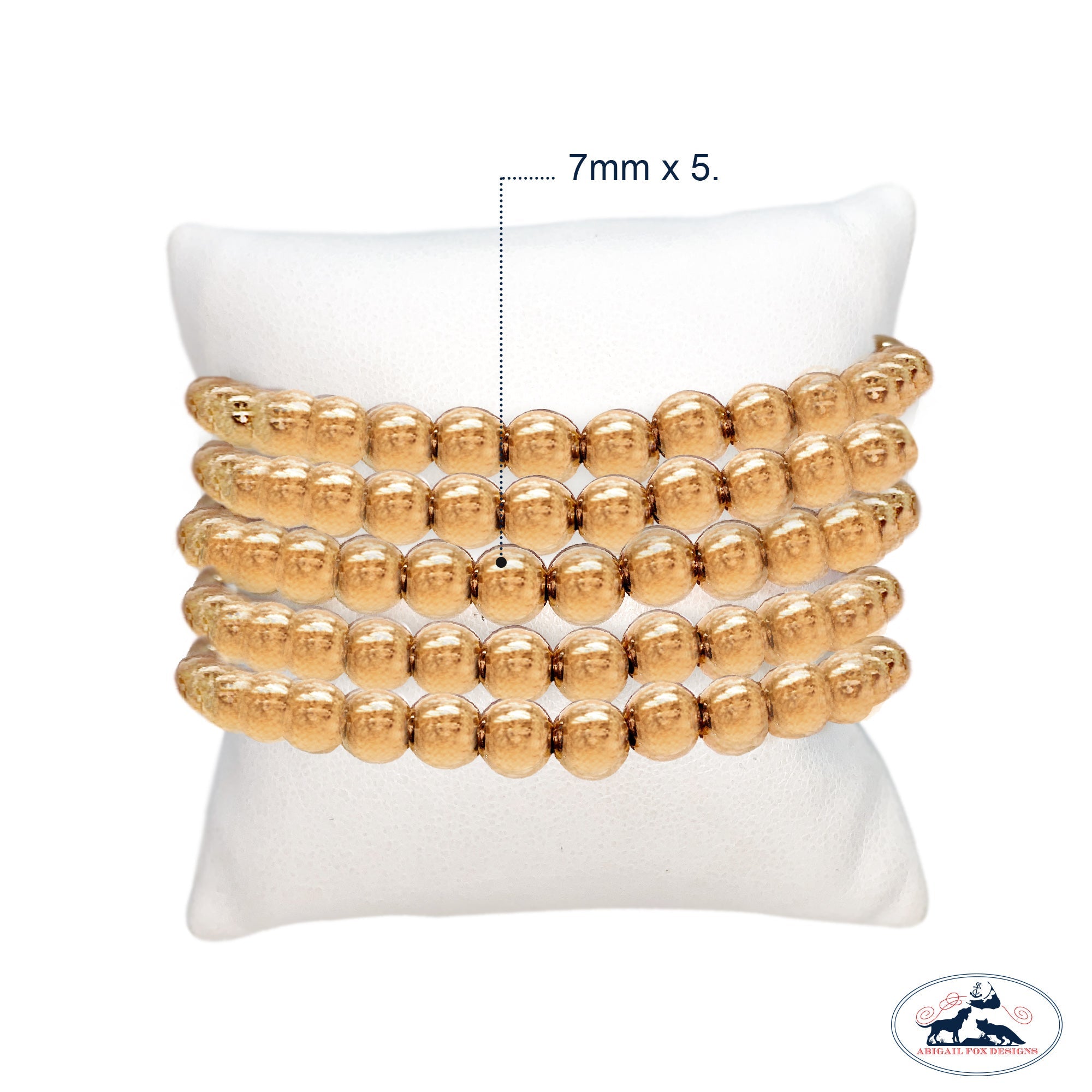 Set of Five 7mm seamless gold filled beaded bracelet