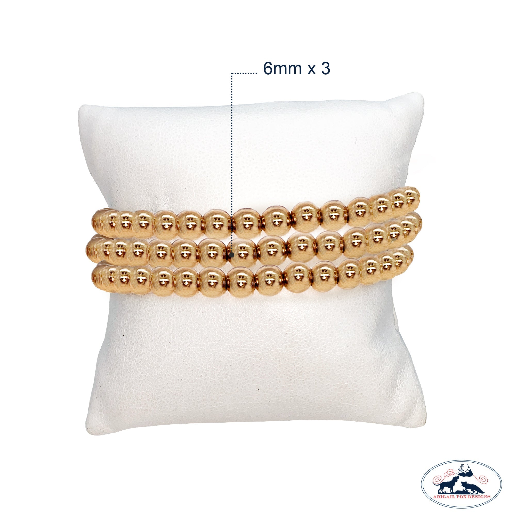 Set of Three 6mm Gold Filled Seamless Bead Bracelet