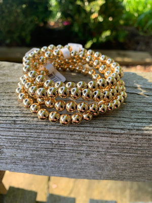 Set of Three 7mm seamless gold filled beaded bracelet