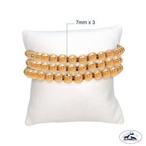 Set of Three 7mm seamless gold filled beaded bracelet