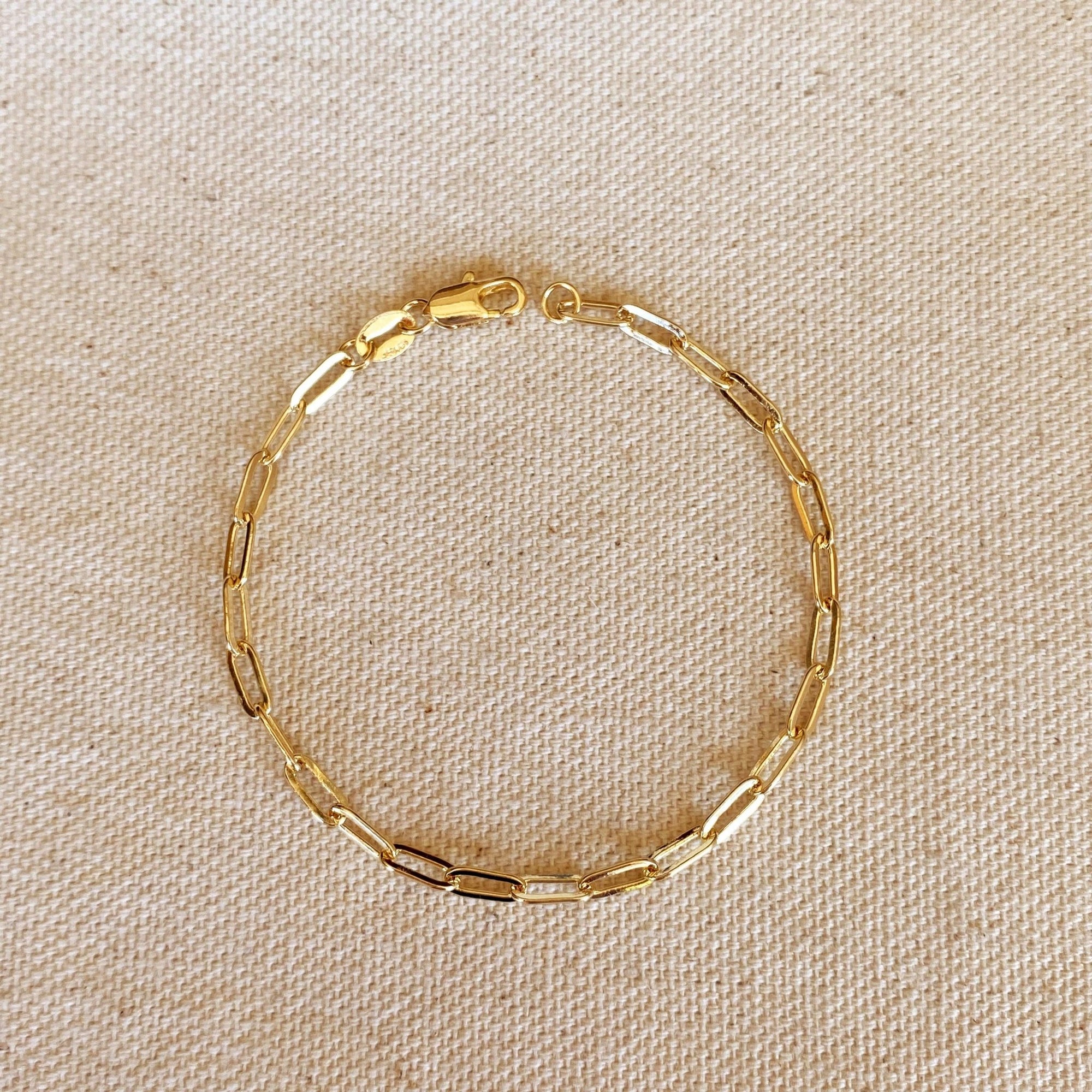 Short Link Paperclip Bracelet-18k Gold Filled