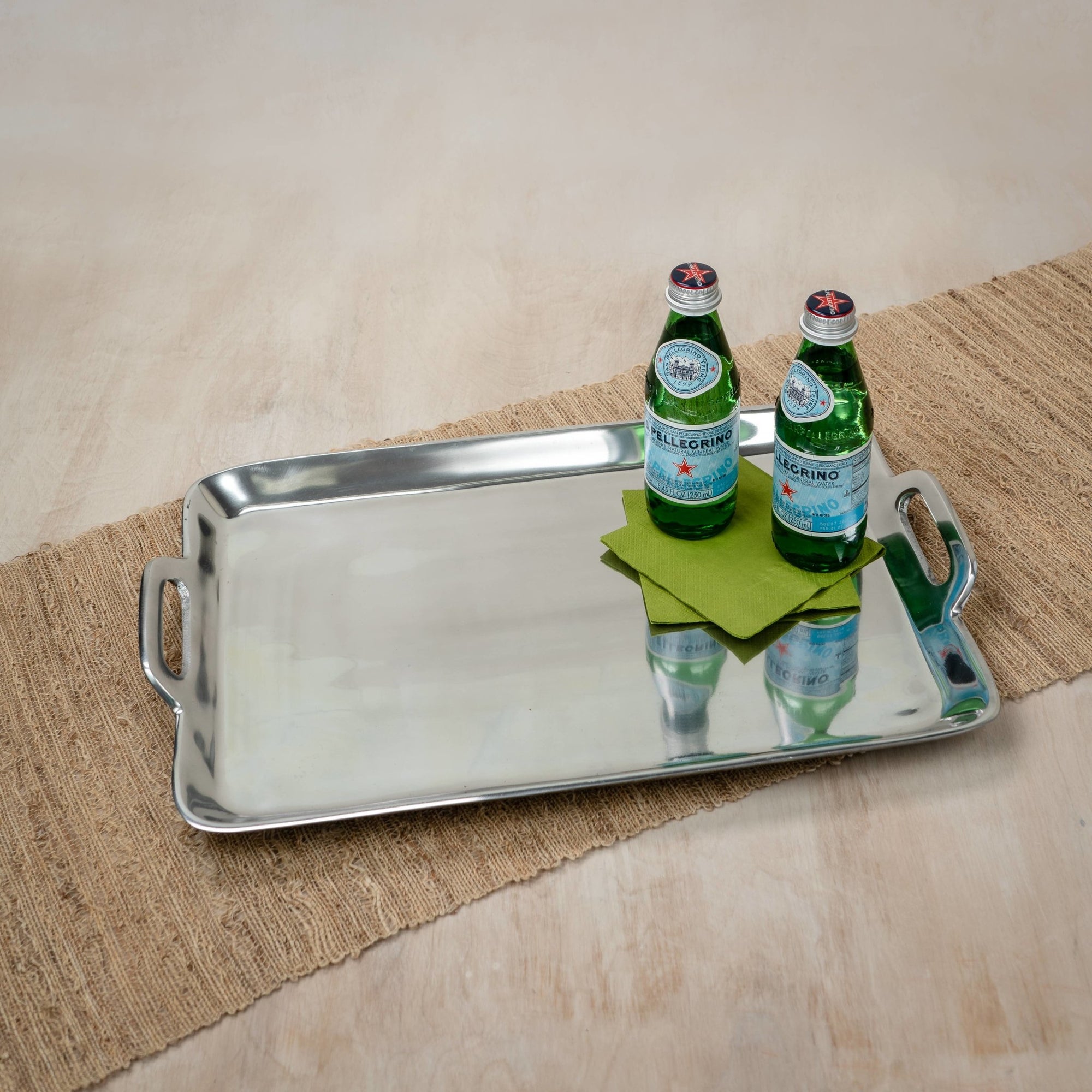 Silver Rectangle Handle Tray