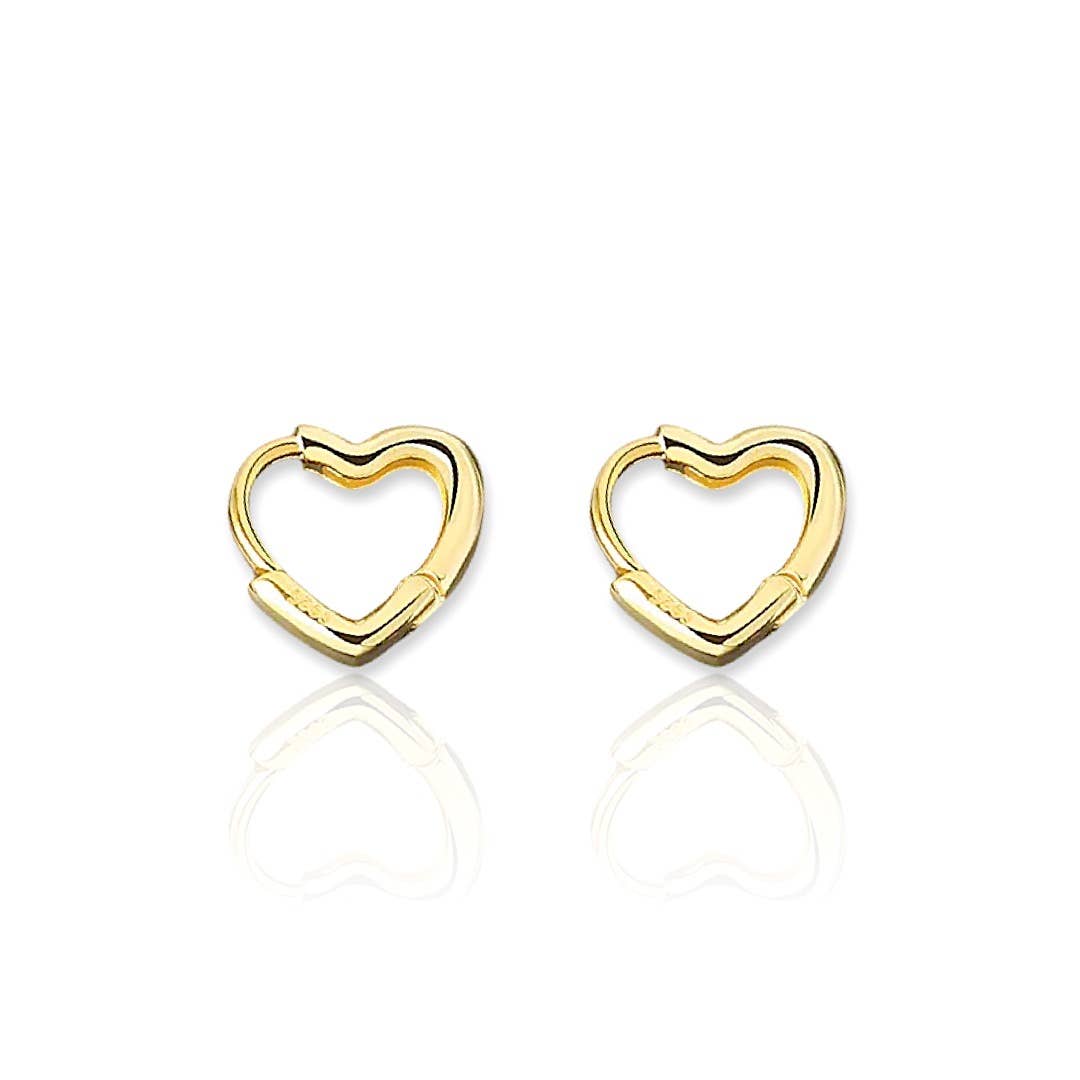 Small Open Heart Hoops Earrings, 18K Gold, Abigail Fox